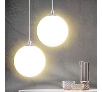 BAKAJI Lampadario Lampada Sospensione Portalampada a Sfera in Vetro Opaco Staffa in Metallo Cromato Design Moderno Attacco E27 Lampadina Max 40W Illuminazione Arredamento Casa (30 cm)