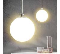 BAKAJI Lampadario Lampada Sospensione Portalampada a Sfera in Vetro Opaco Staffa in Metallo Cromato Design Moderno Attacco E27 Lampadina Max 40W Illuminazione Arredamento Casa (50 cm)