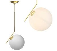 BAKAJI Lampadario Lampada Sospensione Portalampada a Sfera in Vetro Opaco Staffa in Metallo in Oro Design Moderno Attacco E27 Lampadina Max 40W Illuminazione Arredamento Casa (30 cm)