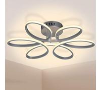 BAKAJI Lampadario Plafoniera LED Forma Fiore in Metallo Satinato Luce 2580Lm Bianco Caldo 3000K 48W Risparmio Energetico Lampada Soffitto Design Moderno Dimensione 60 x 14 cm