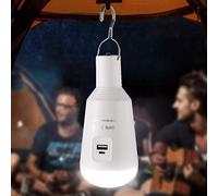BAKAJI Lampadina Ricaricabile Batteria a Litio 3.7V Ricarica USB Attacco E27 Luce Emergenza 14 LED 560lm 7W Bianco Freddo 6500k Lampada da Campeggio con Funzione Powerbank e Gancio Removibile