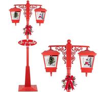 Bakaji Lampione di Natale Luminoso 2 Lanterne con 38 Luci 2 Scene Natalizie Neve in Movimento e 25 Musiche Natalizie con Decorazione Ghirlanda e Scritta Altezza 188 cm (Rosso)
