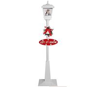 Bakaji Lampione di Natale Luminoso con 18 Luci Scena Natalizia Motorizzata Girevole Neve in Movimento e 8 Musiche Natalizie con Decorazione Ghirlanda e Scritta Altezza 180 cm (Bianco)
