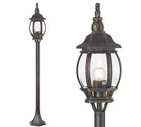 BAKAJI Lampione Vittoriano Classico da Giardino in Alluminio Lampada Lanterna Colore Grigio Finitura Anticata Color Ottone IP44 E27 (1 Luce 108 cm)