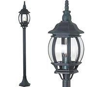 BAKAJI Lampione Vittoriano Classico da Giardino in Alluminio Lampada Lanterna Colore Grigio Finitura Anticata Verde Bronzo IP44 E27 (1 Luce 108 cm)