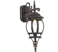 BAKAJI Lampione Vittoriano Classico da Giardino in Alluminio Lampada Lanterna Colore Grigio Finitura Anticata Color Ottone IP44 E27 (1 Luce Parete Sotto)