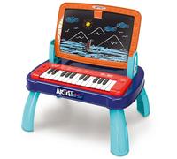 BAKAJI Lavagna Magnetica a 2 Lati con Pianola per Bambini Giocattolo Creativo ed Educativo con Suoni, Piano Musicale e Lavagnetta con Doppio Lato per Abilità, Idea Regalo Perfetta per Disegno, Musica