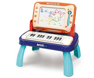 BAKAJI Lavagna Magnetica con Pianola per Bambini Giocattolo Creativo ed Educativo con Suoni, Piano Musicale e Lavagnetta per Sviluppo Abilità Creative, Idea Regalo per Disegno, Musica