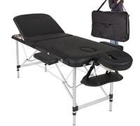 Lettino Massaggi Alluminio Pieghevole 3 Zone Fisioterapia SPA Nero 12kg + Borsa