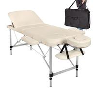 Bakaji Lettino Massaggio Struttura in Alluminio Pieghevole 3 ZONE Massaggi Fisioterapia SPA Centro Benessere Estetista Professionale Colore Beige XL con Borsa Trasporto (Struttura in Alluminio, Beige)