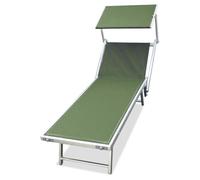 BAKAJI Lettino Prendisole Pieghevole da mare Stabilimento Spiaggia Professionale Struttura in Alluminio 180 x 60 x40/90 cm Sdraio Mare Spiaggia Piscina con tettuccio Parasole (Verde Oliva)