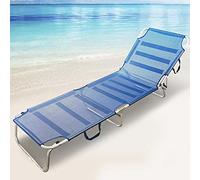 BAKAJI Lettino Prendisole Sdraio Pieghevole Salvaspazio Schienale Reclinabile Struttura in Alluminio e Tessuto Textilene Traspirante per Mare Spiaggia Piscina Relax 190 x 58 x 27 cm Blu Scuro