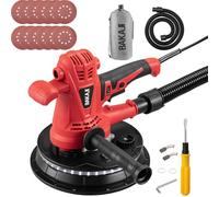 Bakaji Levigatrice Muro Soffitto Pieghevole Carteggiatrice Giraffa Cartongesso Aspirazione Polvere Automatica con Luce a LED Asta Telescopica e 6 Dischi Abrasivi (Manuale con Sacco 1280W)