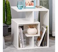 BAKAJI Libreria Bassa Scaffale 4 Ripiani in Legno MDF Tavolino Caffè Laterale Divano Design Moderno Arredamento per Soggiorno Salotto Casa o Ufficio Dimensione 45 x 40 x 55 cm (Bianco)