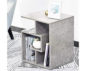 BAKAJI Libreria Bassa Scaffale 4 Ripiani in Legno MDF Tavolino Caffè Laterale Divano Design Moderno Arredamento per Soggiorno Salotto Casa o Ufficio Dimensione 45 x 40 x 55 cm (Grigio)