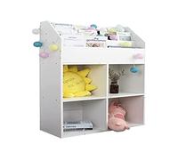 BAKAJI Libreria Per Cameretta Bambini Struttura in Legno Scaffale Con Ripiani Porta Giocattoli Libri e Riviste Design Moderno Arredamento Camera Bimbi Colore Bianco (114 X 72 X 31 CM)