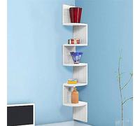 BAKAJI Libreria Scaffale Mensole da Parete Angolare Design Moderno in Legno Melaminico con 5 Ripiani ad Angolo Dimensioni 123 x 20 cm (Bianco Legno)