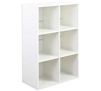 BAKAJI Libreria Scaffale Vela 3 Ripiani 6 Cubi Casa e Ufficio Armadio aperto con Mensole Cubo Mobile Moderno Archiviazione documenti ideale per Studio Soggiorno Salotto Struttura in Legno (Bianco)