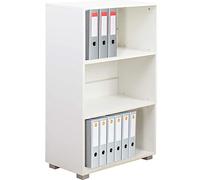 BAKAJI Libreria Scaffale Vela 3 Ripiani Mobile archiviazione documenti Ufficio Libri Biblioteca Armadio Mensole Scaffalatura da terra Soggiorno Salotto Struttura in Legno MDF (Bianco)