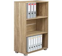BAKAJI Libreria Scaffale Vela 3 Ripiani Mobile archiviazione documenti Ufficio Libri Biblioteca Armadio Mensole Scaffalatura da terra Soggiorno Salotto Struttura in Legno MDF (Quercia)