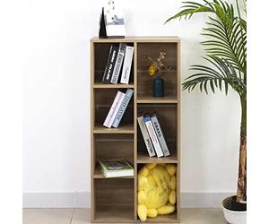 BAKAJI Libreria Scaffale Vela 7 Ripiani Casa e Ufficio Armadio aperto con Mensole Cubo Mobile Moderno Archiviazione documenti ideale per Studio Soggiorno Salotto Struttura in Legno (Quercia)