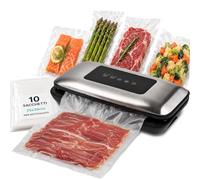 BAKAJI Macchina per il Sottovuoto e Sigillante Forza Aspirante -600mBar, 2 funzioni Sigilla e Sottovuoto, Funzionamento Automatico, Struttura in Acciaio Inox, Potenza 110 Watt per Alimenti