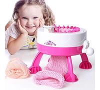 BAKAJI Maglieria Magica con Telaio a manovella 2 Gomitoli di Lana e Aghi Uncinetto Giocattolo Bambina per Creazione Cappelli e Sciarpe Gioco Educativo Bambini
