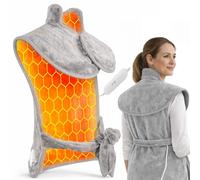 BAKAJI Mantellina Termoforo Elettrico per Collo e Spalle, 4 Livelli Temperatura, Tessuto Morbido e Riscaldamento Omogeneo, Sollievo Muscolare e Calore, Scaldaschiena con Telecomando e Cintura in Vita