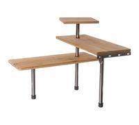 BAKAJI Mensola Scaffale Angolare per Cucina 3 Ripiani Legno Bambù Struttura in Acciaio Mobile Angolare Portaspezie Portaoggetti con Ganci (Naturale)