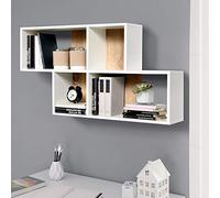 BAKAJI Mensola Scaffale Libreria da Parete con 4 Ripiani, Struttura in Legno MDF Bicolore, Dimensione 100 x 53 x 19,5 cm, Decorazione Muro Arredamento Casa Uffcio (Quercia Bianco)