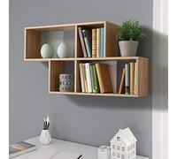 BAKAJI Mensola Scaffale Libreria da Parete Design Moderno con 4 Mensole Ripiani Struttura in Legno MDF Bicolore Dimensione 100 x 53 x 19,5 cm Decorazione Muro Arredamento Casa Uffcio (Bianco Quercia)