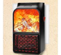 BAKAJI Mini Stufa Stufetta Elettrica Portatile Potenza 500W a Parete Con Display Termo Riscaldatore Effetto Camino Termostato Regolabile Con Timer Spina Rotante Regolazione Velocità e Temperatura