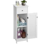 BAKAJI Mobile a Colonna per Bagno con Anta Cassetto e 2 Ripiani Interni Mobiletto Armadietto in Legno MDF Colore Bianco Dimensione 32 x 30 x 87 cm