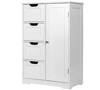 BAKAJI Mobile Armadietto Bagno 4 Cassetti e Anta con 2 Ripiani Interni Mobiletto