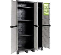 BAKAJI Mobile Armadio in Polipropilene da Esterno ed Interno, Mobiletto Armadietto con Tripla Anta Resistente agli UV e Ripiano regolabile, Ideale Giardino, Balcone, Bagno, Ufficio (3 Ante)