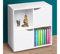 BAKAJI Mobile Armadio Libreria Bassa Design Cubo Moderno Mobiletto Armadietto Scaffale con 4 Ripiani e 2 Ante Dimensione 60 x 29 cm Arredamento Casa Soggiorno Salotto (Bianco)