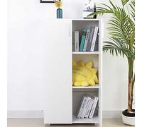 BAKAJI Mobile Libreria Armadio Scaffale 3 Ripiani Due Ante Design Moderno Mensole Casa Ufficio Arredamento Interno Scaffalatura Soggiorno Salotto in Legno Dimensione 115x60x31 cm (Bianco)