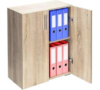 BAKAJI Mobile Madia con Doppia Anta e 2 Ripiani Interni Mobiletto Portadocumenti Armadio Multiuso per Ufficio, Cucina o Bagno, Credenza Design Moderno Legno MDF Dimensione 77 x 31 x 60 cm (Quercia)