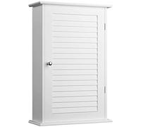 BAKAJI Mobile Mobiletto Armadio Armadietto Bagno Parete Muro Arredamento Anta Singola Due Ripiani Design Moderno Casa Salvaspazio Scaffali Interni Legno Mdf Colore Bianco Dimensioni 40x16x60cm