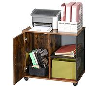 Mobile Mobiletto Stampante Legno MDF e Metallo 3 Ripiani + Anta Design Moderno