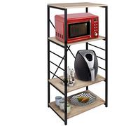 BAKAJI Mobile Scaffalatura Scaffale Porta Microonde ed Elettrodomestici da Cucina Struttura in Metallo con 4 Ripiani in Legno MDF Design Moderno Industriale Dimensione 60 x 40 x 123 cm