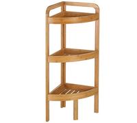 BAKAJI Mobile Scaffale Angolare a 3 Ripiani Forati in Legno di Bambu' con Base Treppiedi per Bagno Cucina Colore Bamboo Naturale Dimensione 29 x 29 x 85 cm