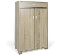 BAKAJI Mobile Scarpiera Portascarpe Ingresso Casa con 5 Ripiani Porta Scarpe + Cassetto Chiusura 2 Ante Struttura in Legno Armadio Mobiletto Ausiliario Multiuso, 95 x 63 x 33 cm (Quercia)