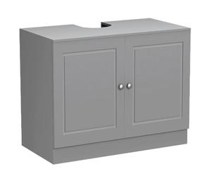BAKAJI Mobile Sottolavabo da Bagno Linea Pietra in Legno MDF, Copricolonna con 2 Ante, Mobiletto Lavabo Moderno Salvaspazio, Armadietto da Terra per Lavandino Capiente, 55 x 66 x 37 cm (Grigio)