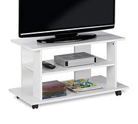 Bakaji Mobile TV in Legno MDF con 2 Ripiani Porta Console Videogiochi DVD e 4 Ruote Mobiletto Carrello Porta Televisore Design Moderno Dimensione 80 x 40 x 45 cm (Bianco)