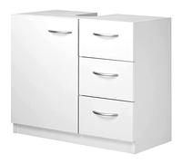 BAKAJI Mobiletto Sottolavabo Mobile Armadietto 3 Cassetti Bagno Lavandino Lavabo con Anta Singola Design Moderno Casa Salvaspazio Contenitore Legno Bianco 30x63x54 cm