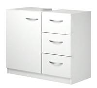 BAKAJI Mobiletto Sottolavabo Mobile Armadietto 3 Cassetti Bagno Lavandino Lavabo con Anta Singola Design Moderno Casa Salvaspazio Contenitore Legno Bianco 30x63x54 cm Dona al tuo bagno un tocco di fre