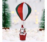 BAKAJI Mongolfiera di Babbo Natale Rivestimento in Tessuto Multicolore, Decorazione Natalizie, Statuina Oggettistica Natalizia Decorativa, Ornamento per Casa, Vetrina, Festività (Bianco Verde e Rosso)