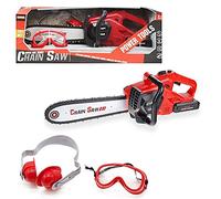 BAKAJI Motosega Giocattolo per Bambini con Occhiali e Cuffie Elettrosega Funzionante a Batteria con Effetti Sonori e Catena Girevole Gioco Giardinaggioe Fai da Te Curato in Ogni Dettaglio