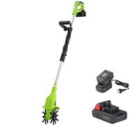 BAKAJI Motozappa per Orto Elettrozappa Batteria Litio 20V 4000 mah Zappatrice Zappa a Motore Elettrica 2 Lame da 15cm Larghezza Lavoro 10cm velocità 250RPM Manico Ergonomico Coltivazione Giardino